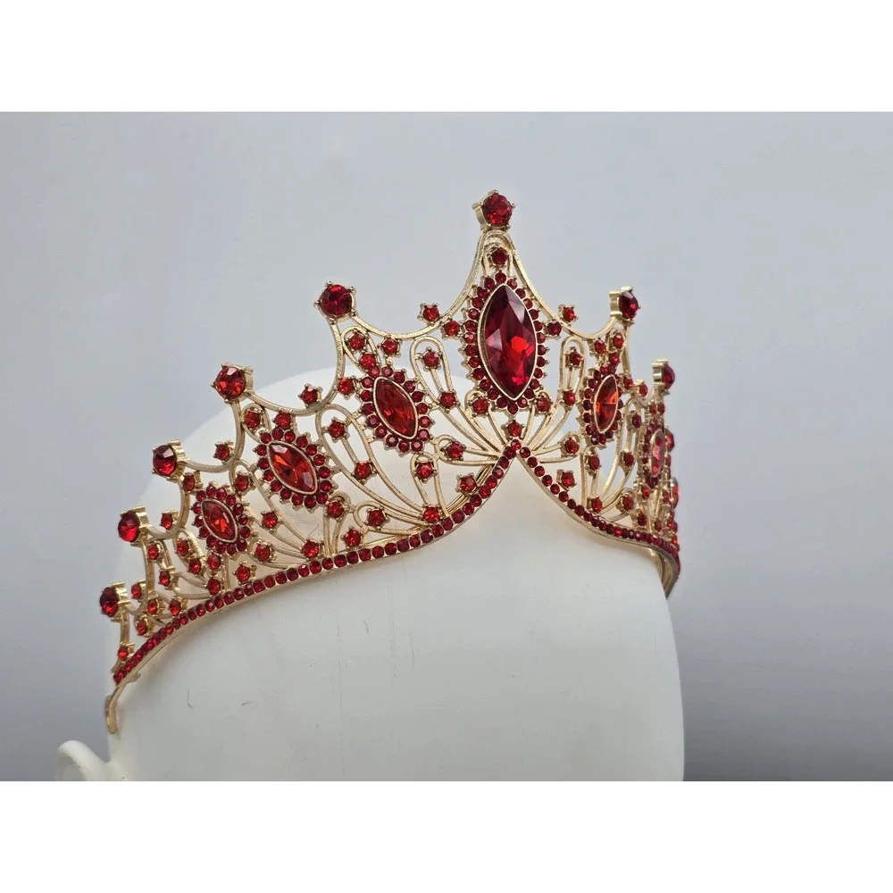 Red Quinceanera Crystal Crown Tiaras Girl Hair Wedding ‎ Party